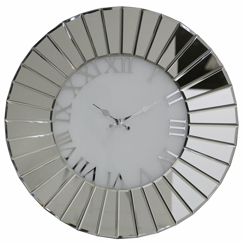 Canora Grey Durham Oversized Round Mirror Wall Clock & Reviews